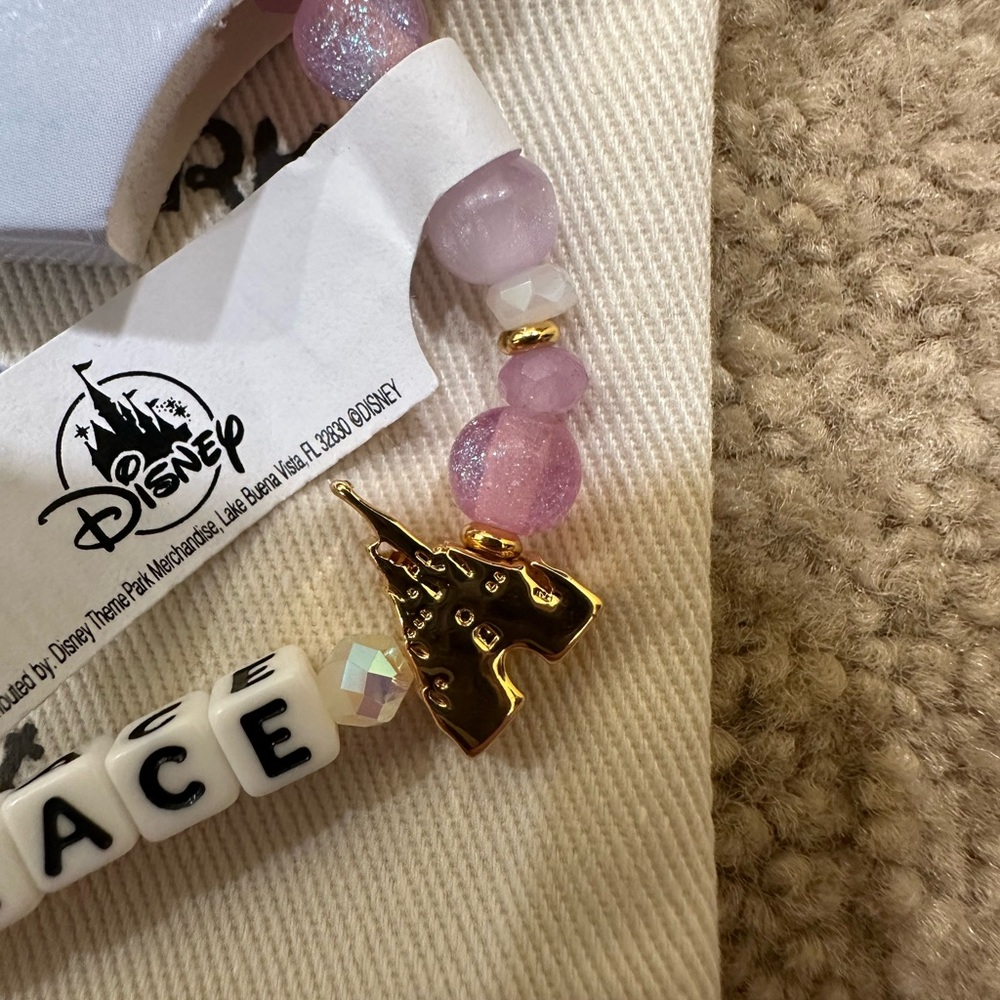 Disney Parks x Little Words Project Happy Place Pink and Gold Bracelet - Picture 2 of 3